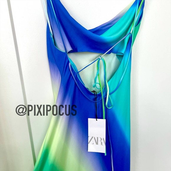 ZARA TIE DYE SATIN SLIP DRESS - Picture 12 of 12